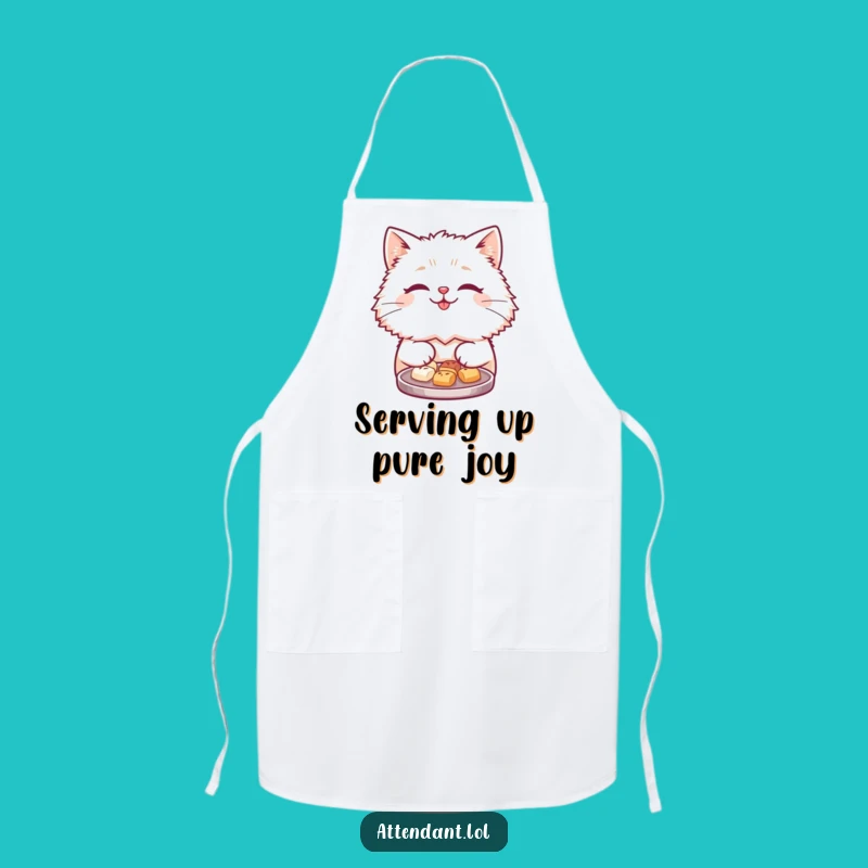 Funny Cat Apron: Cute Fluffy Chef Serving Treats, Kitchen Humor, Perfect Funny Gift