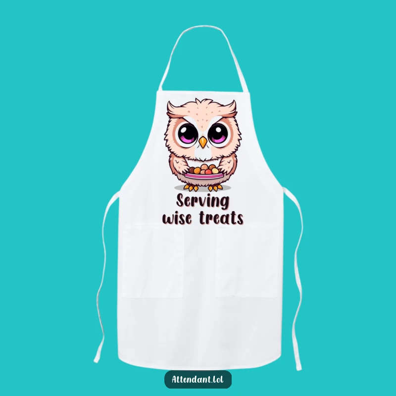 Funny Owl Apron: Whimsical Curious Owl Serving Treats, A Hilarious Kitchen Funny Gift!