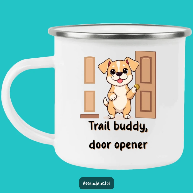 Funny Dog Door Holder Camping Mug: Bouncy Pup Outdoors, A Hilarious Funny Gift!