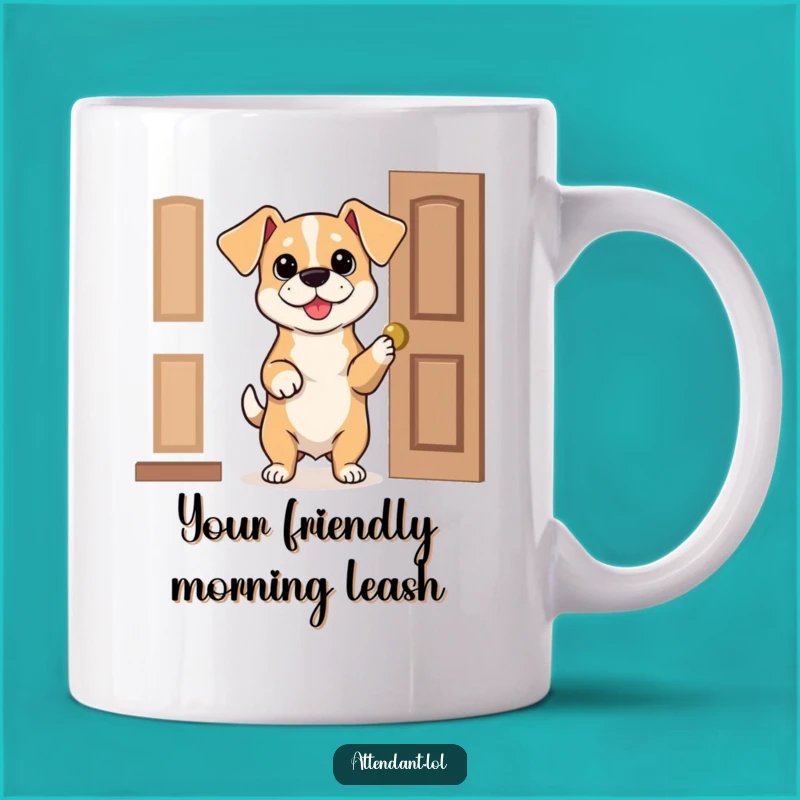 Funny Dog Door Holder Mug: Bouncy Pup's Polite Offer, Perfect Funny Gift for Dog Lovers!