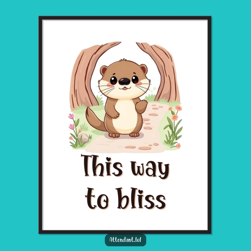 Funny Otter Digital Art: Happy Guide Otter, Instant Download, Perfect Funny Gift