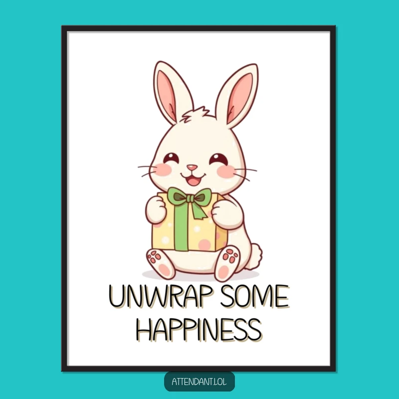 Funny Rabbit Digital Art: Cheerful Bunny Gift, Instant Download, Perfect Funny Gift