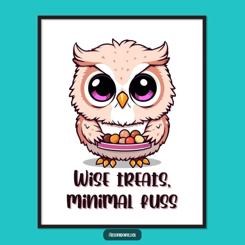 Funny Owl Digital Print: Curious Owl Offering Treats, Instant Whimsical Wall Art Funny Gift!