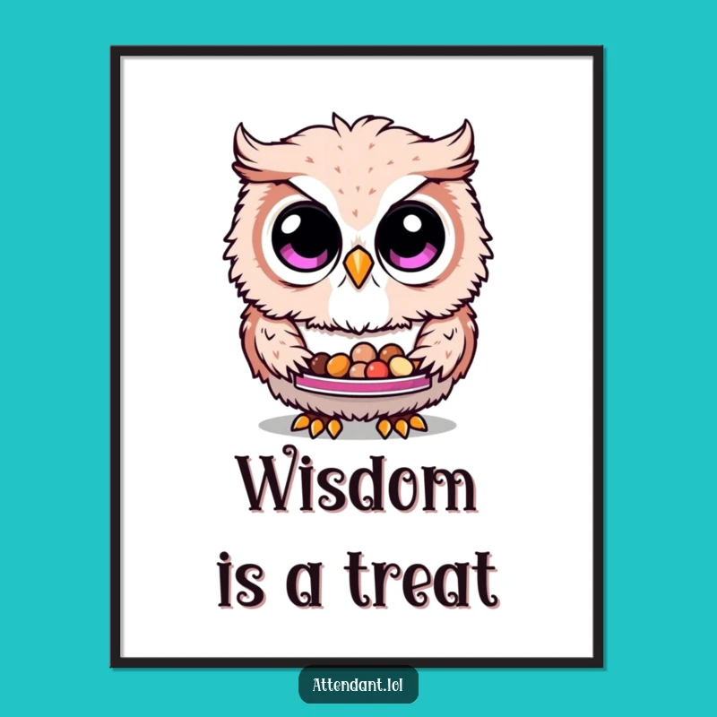 Funny Owl Poster: Whimsical Curious Owl Delivering Treats, A Hilarious Wall Art Funny Gift!