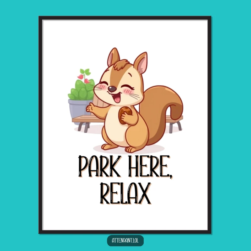 Funny Squirrel Poster: Giggling Nutty Host, Charming Wall Art, Perfect Funny Gift