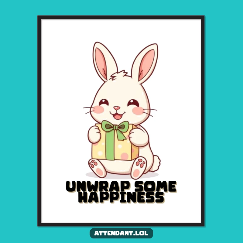 Funny Rabbit Poster: Cheerful Bunny Gift Presentation, Charming Wall Art, Perfect Funny Gift
