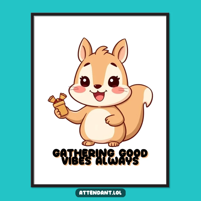 Free Printable Squirrel Wall Art: Cheerful Gift Giver Funny Forest Creature Decor