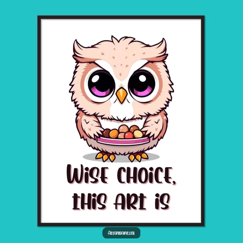 Free Printable Owl Wall Art: Funny Curious Treat Offering Bird Home Decor Download