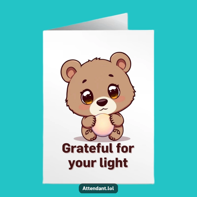 Free Printable Bear Cub Thank You Card: Guiding Orb for Gratitude
