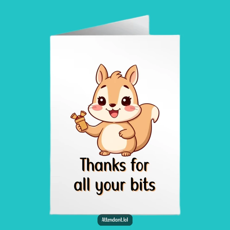 Free Printable Squirrel Thank You Card: Happy Giver Expresses Gratitude Download