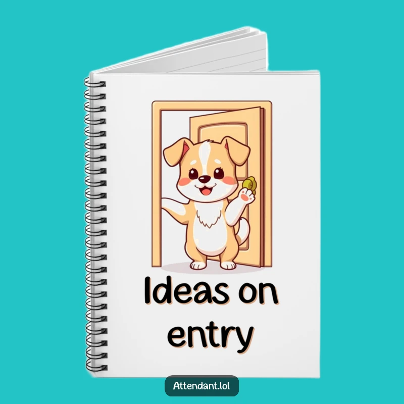 Funny Dog Notebook: Playful Pup Holding Door, Creative Journal, Perfect Funny Gift