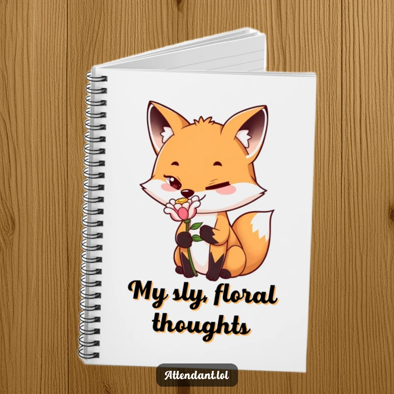 Funny Fox Notebook: A playful fox with a sly grin offers a flower, perfect for writing funny and romantic notes.