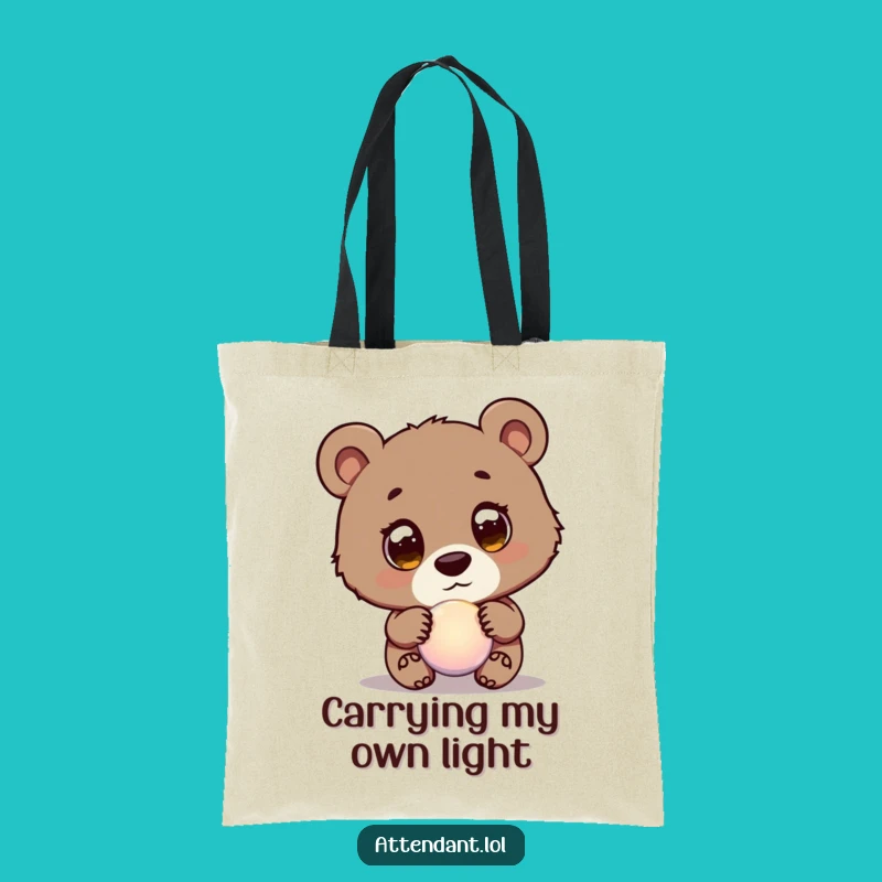Funny Bear Cub Orb Tote Bag: Curious Guide Design, Your Perfect Funny Gift!