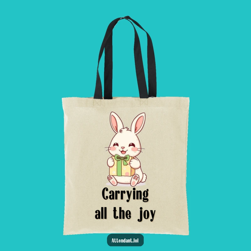 Funny Rabbit Tote Bag: Cheerful Bunny Carrying Gifts, Stylish & Joyful, Ideal Funny Gift